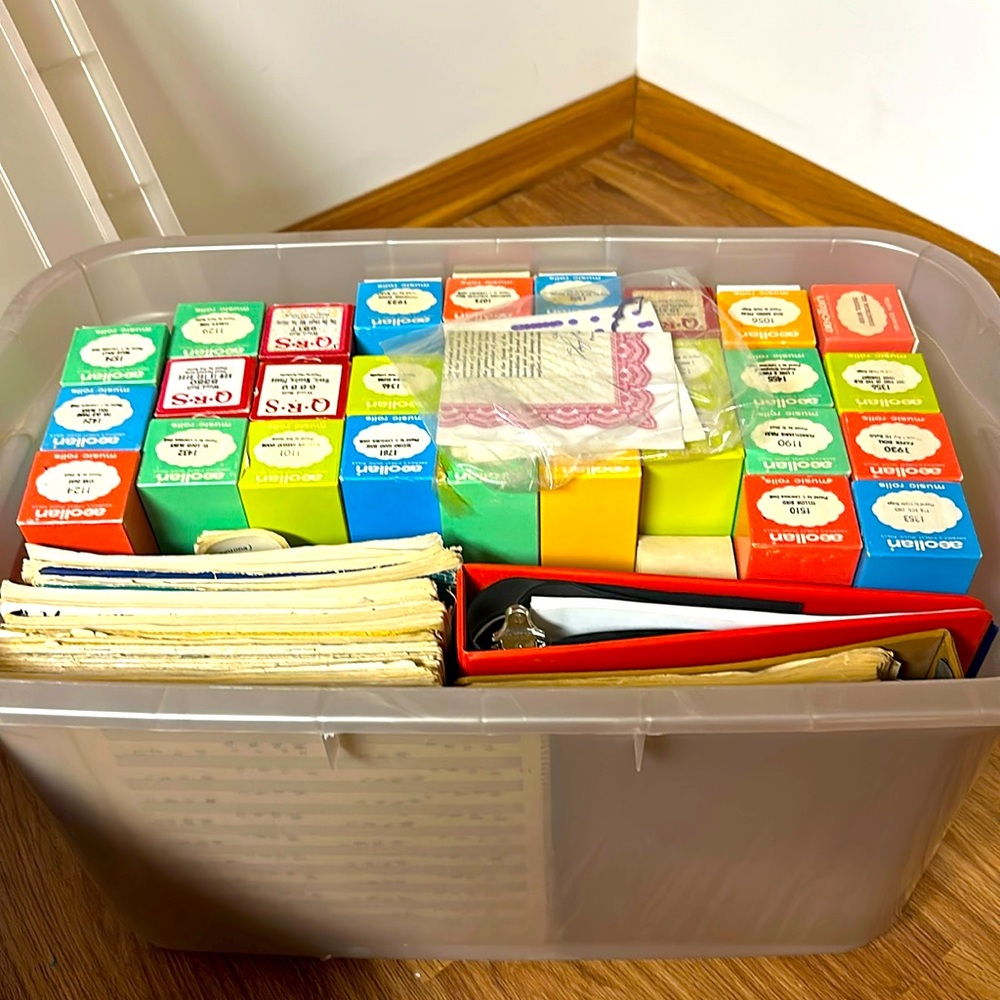 Vintage music rolls total 29 rolls plus books and notes